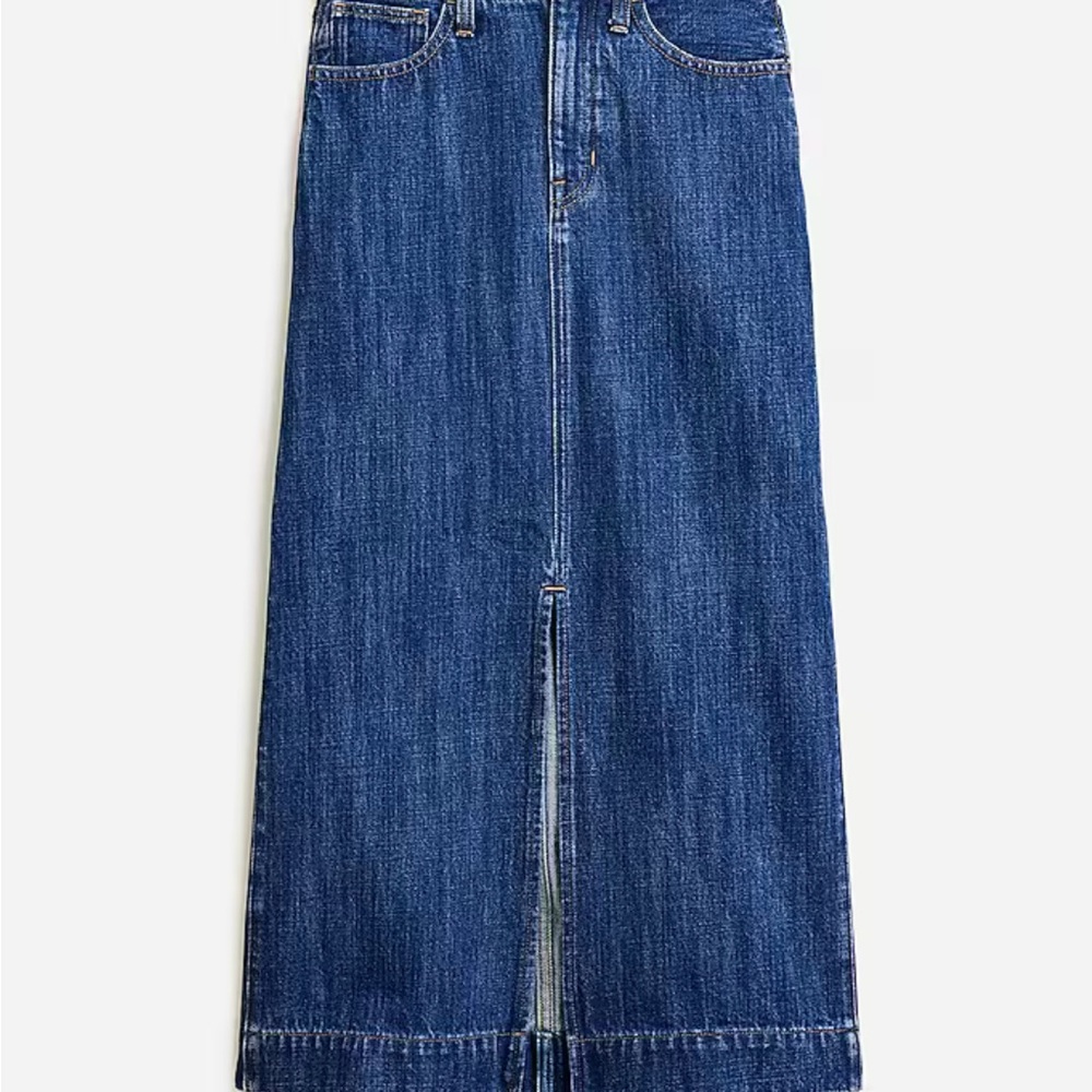 J. Crew Blue Denim midi skirt with front slit